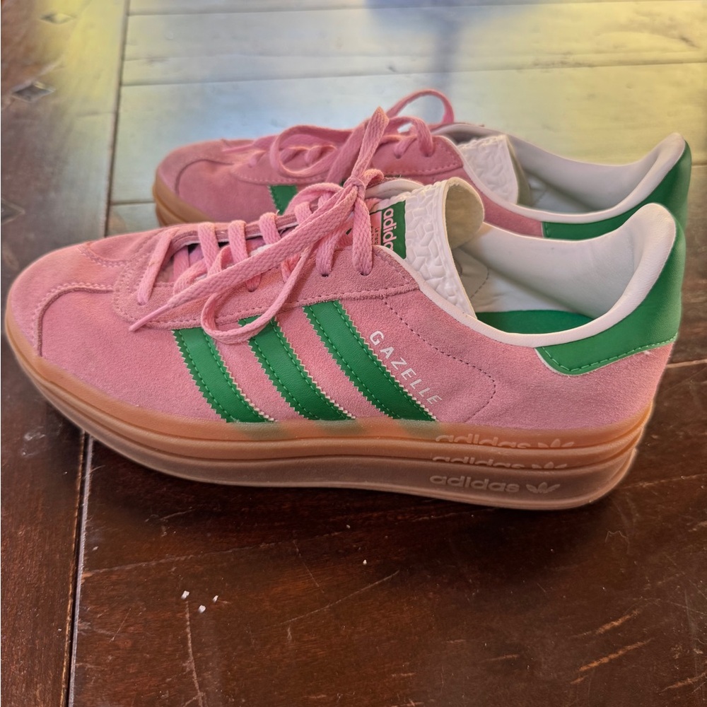 Adidas Gazelle Pink with Green Stripes